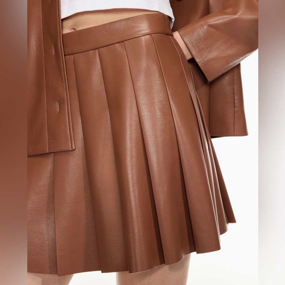 ZARA Pleated Leather Short Skirt Black - Picture 10 of 10